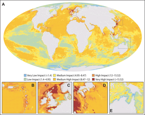 UNE CARTE DE L’IMPACT HUMAIN CUMULÉ SUR LES ÉCOSYSTÈMES MARINS
